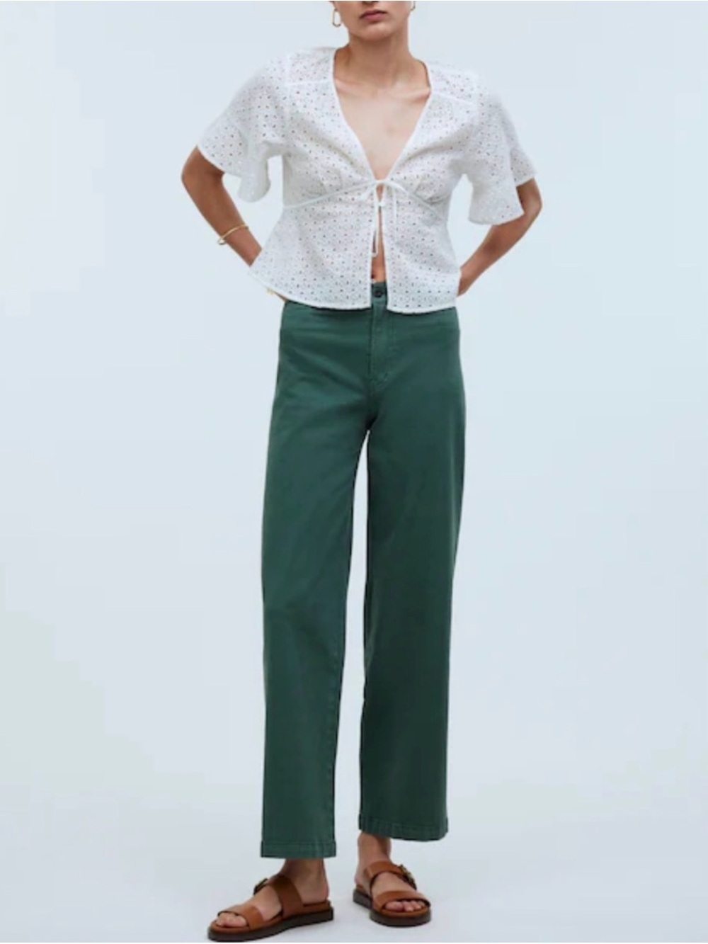 Madewell Emmett Wide Leg Crop Cotton Pants